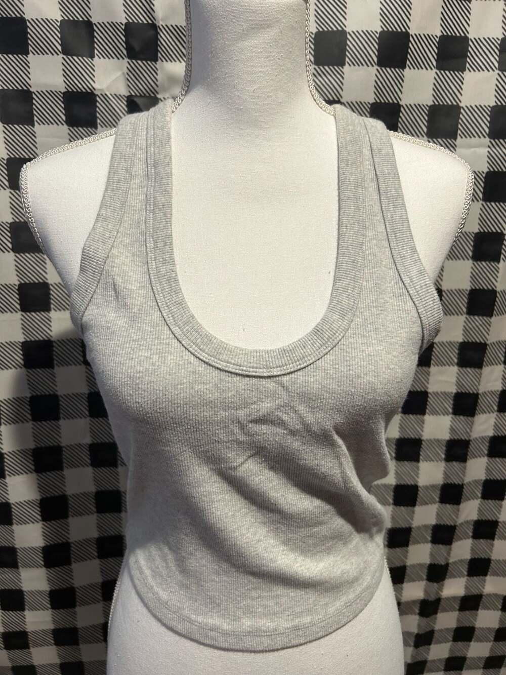 Abercrombie & Fitch Soft A&F Essentials Ribbed Scoop Neck Tank Heather Grey